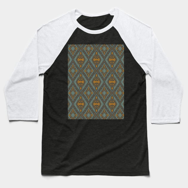 Ikat style geometric print Baseball T-Shirt by Remotextiles